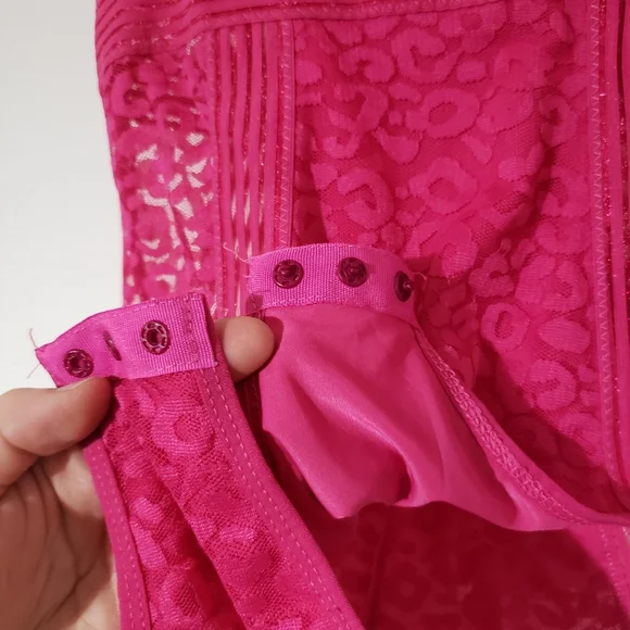 FRENCH AFFAIR Push Up BodySuit Lacey Cheetah Print Pink - Picture 10 of 16